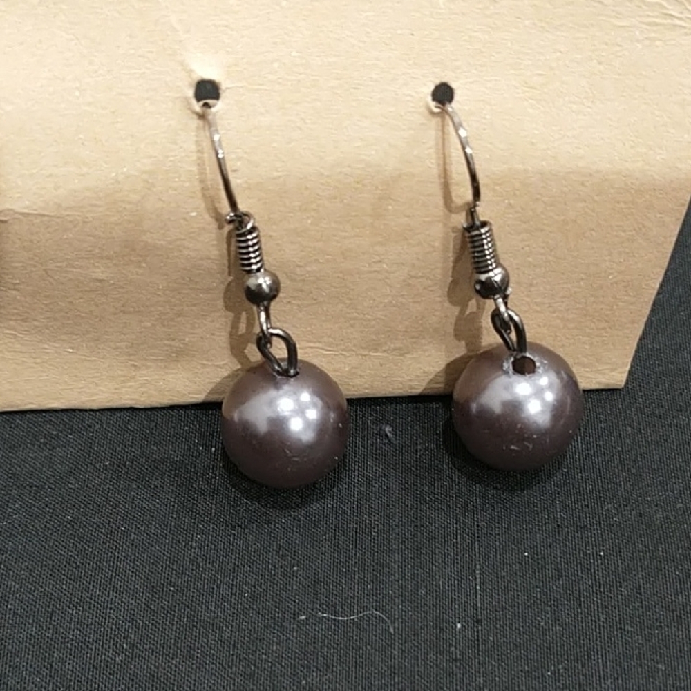 Elegant Gray Pearl Drop Earrings for Women